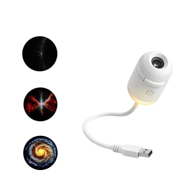 2-in-1 Mini Galaxy Star Projector Night Light Sliding Films Starry Sky Ambient Light 360° Rotating Background Atmosphere Light