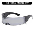 KLASSNUM Women Future Technology Sunglasses Y2K Laser Eyeglasses Anti UV400 One Peice Mirrored Lens Eyewear Glasses Men Glasses