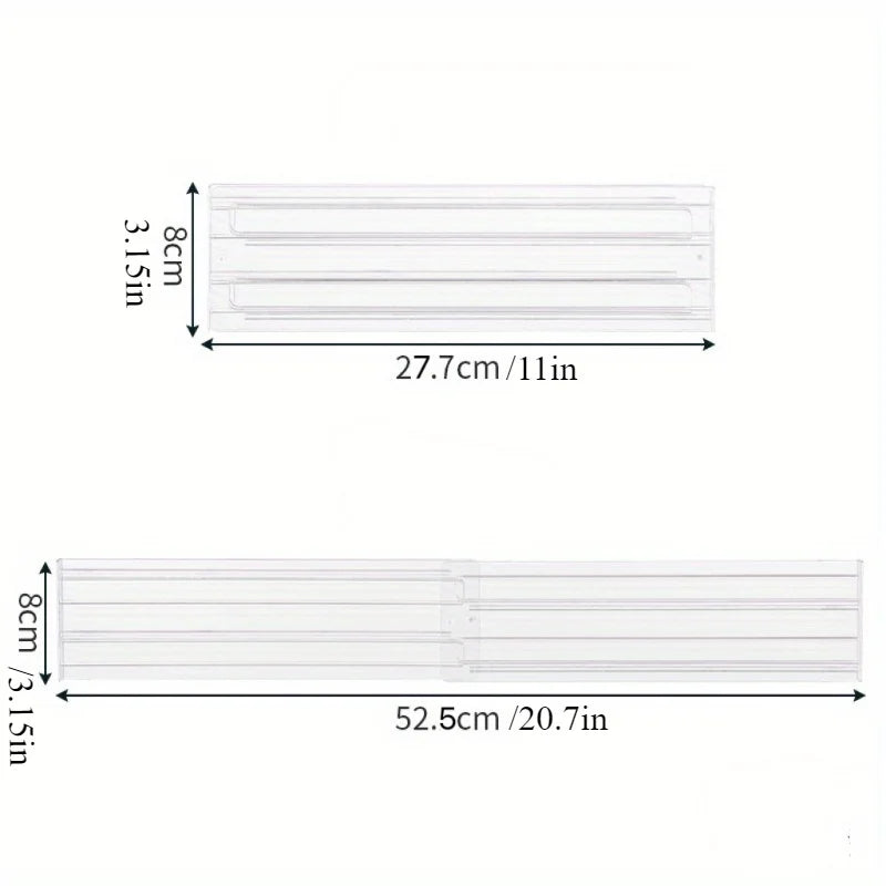 1Pc Clear Plastic Drawer Dividers Organizers Adjustable 8cm High Expandable from 27.5-52cm Kitchen Drawer Organizer