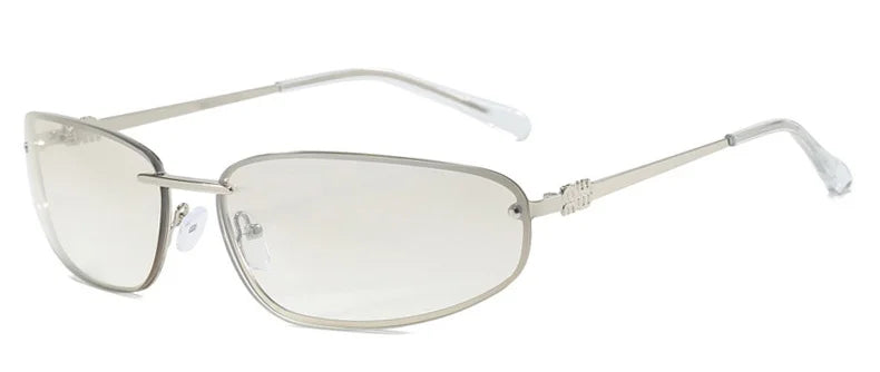 New Y2K Sunglasses For Women High Quality Oval Fashion Luxury Brand Rimless Glasses Trendy Woman Alloy Ladies Shades Eyewear