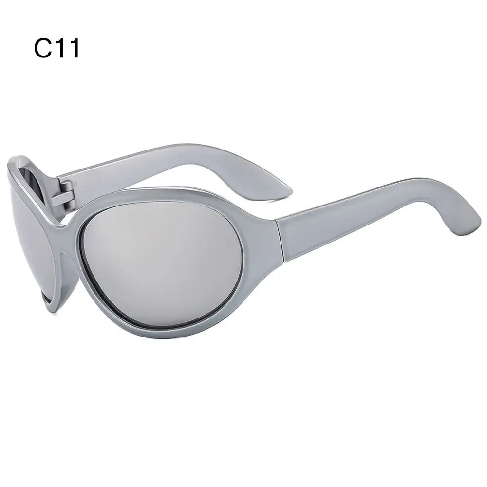 Irregular UV400 Oversized Sunglasses Y2K Shades Wrap Around Women & Men