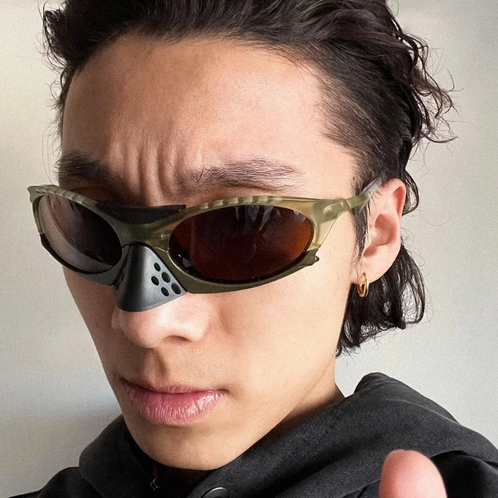 Y2K Millennium Style Unisex Outdoor Cycling Mountain Walking Sunglasses round Face Women's Fashionable Retro Elegant Sporty