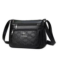 Leisure PU Leather Buying Vegetable Bag Large Capacity Multi-layer Shoulder Messenger Bag Black Crossbody Bag Woman