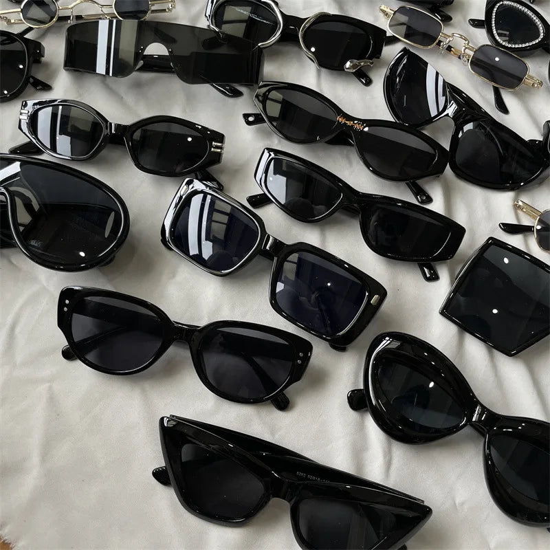 The Most Comprehensive Black Sunglasses Collection Y2K/Sunshade/Large Frame Sunglasses Cat's Eye Sunscreen Glasses
