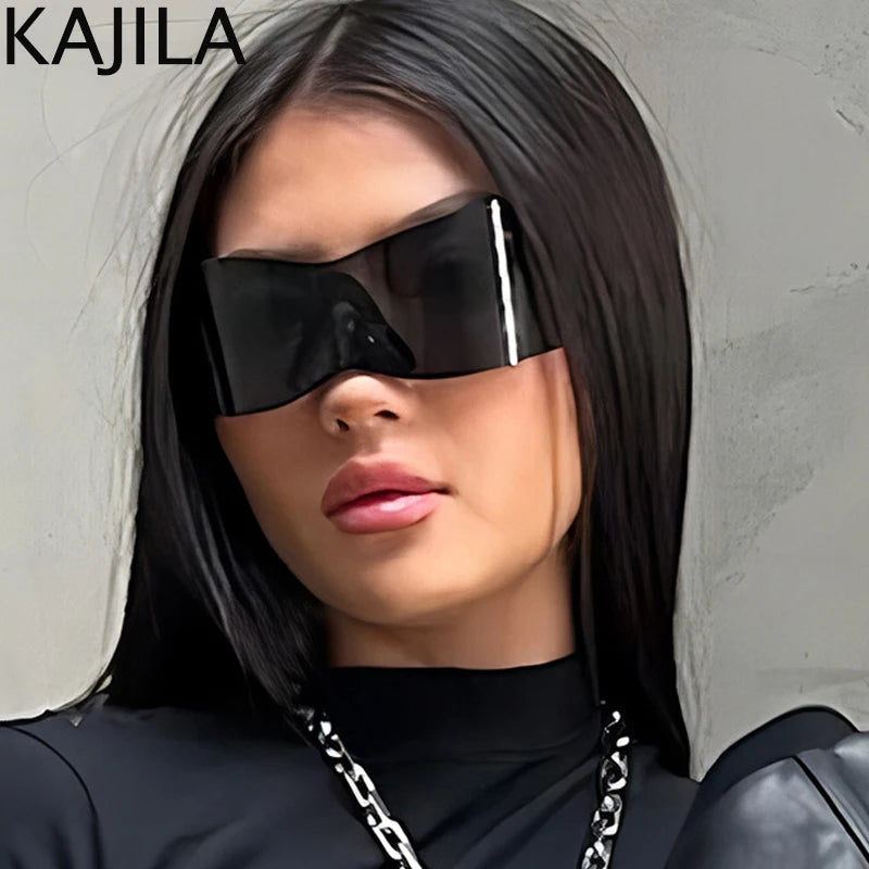 Y2K Cyber Punk One-Piece Sports Sunglasses Women Men 2025 Luxury Brand Windproof Rimless Sun Glasses For Ladies Shield Eyewear