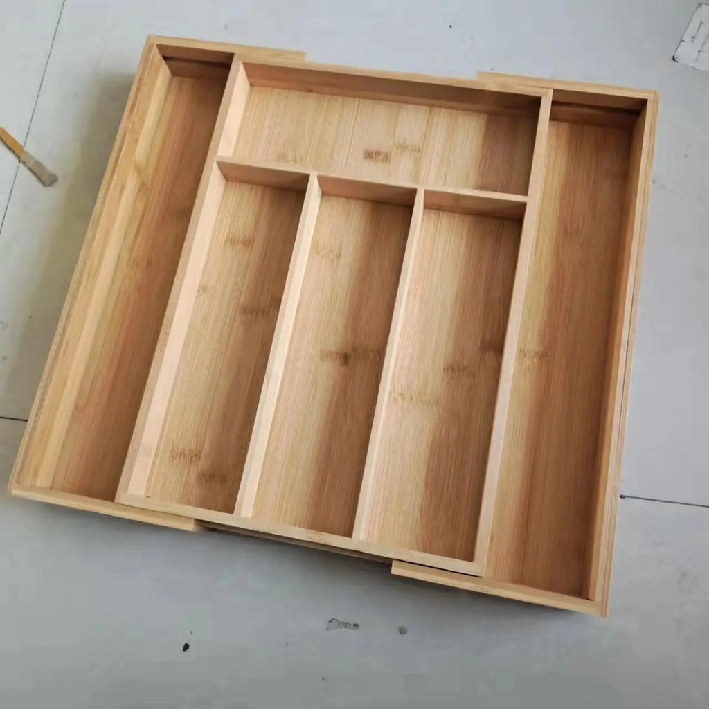 Velori Bamboo Organizer — Expandable Silverware & Cutlery Storage