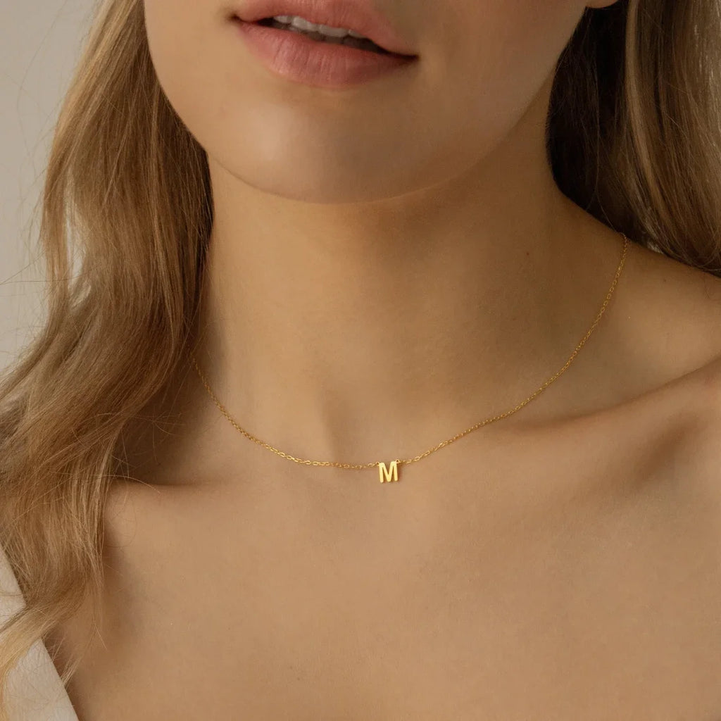 A-Z26 Initial Letters Necklace For Women Stainless Steel Jewelry Pendant Alphabet Single Name Choker Necklaces Dropshipping
