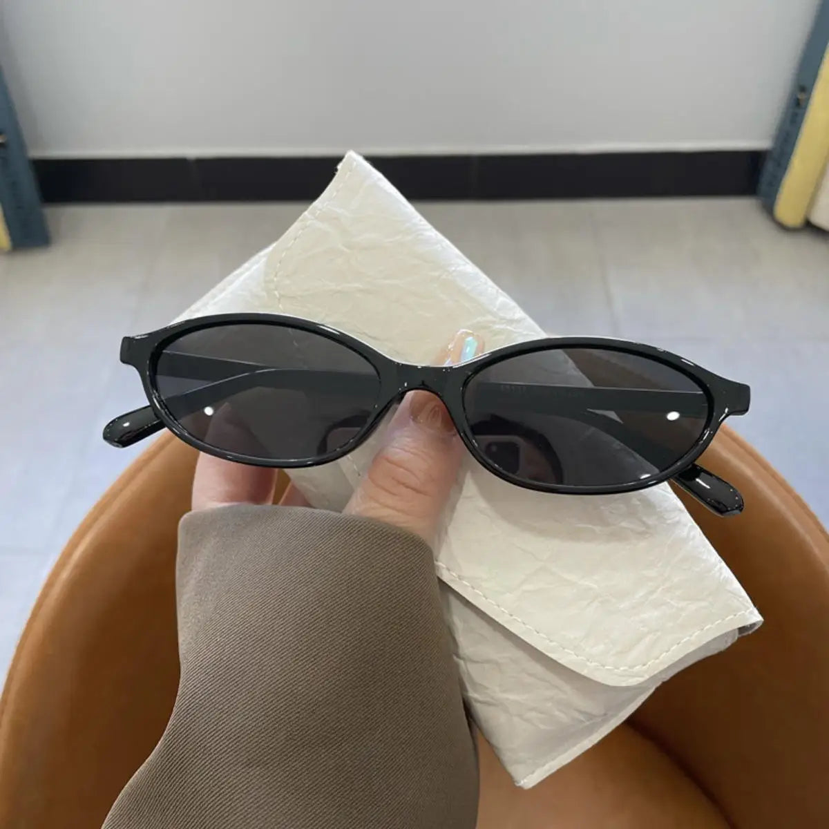 3PCS Y2K Small Oval Sunglasses Women Retro Korean Style Hip Pop Punk Eyepieces Women's Sunglasses
