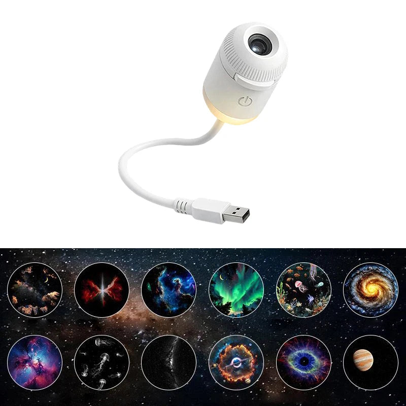 2-in-1 Mini Galaxy Star Projector Night Light Dimmable Touch Control Ambient Lamp Eye-Friendly USB Nightlight For Bedroom Decor