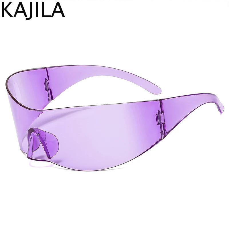 Y2K Cyber Punk One-Piece Sports Sunglasses Women Men 2025 Luxury Brand Windproof Rimless Sun Glasses For Ladies Shield Eyewear