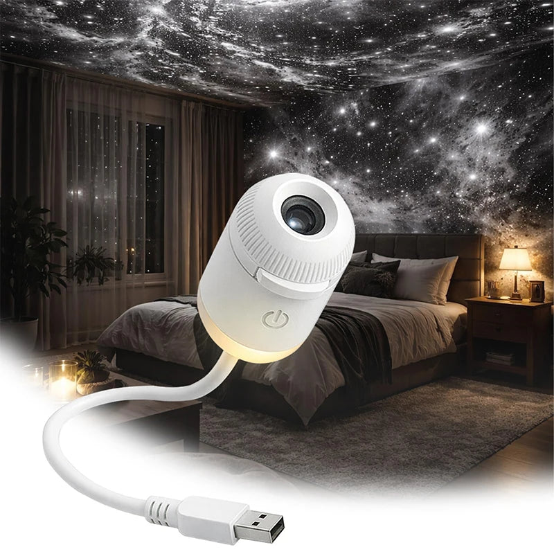 2-in-1 Mini Galaxy Star Projector Night Light Dimmable Touch Control Ambient Lamp Eye-Friendly USB Nightlight For Bedroom Decor