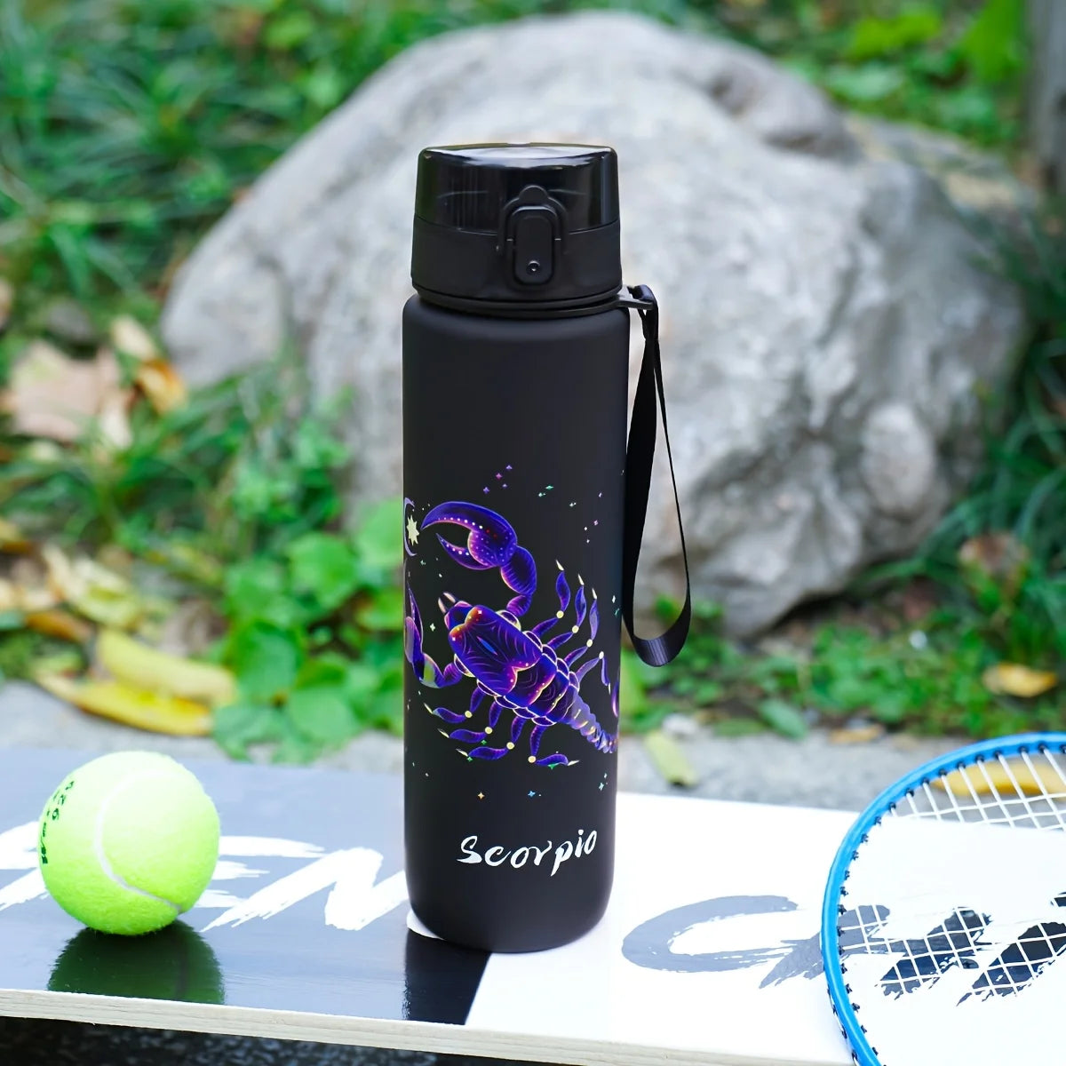 1000ml/34OZ outdoor sports constellation water bottle, with lid, leak-proof and durable, suitable for running, cycling, a gift
