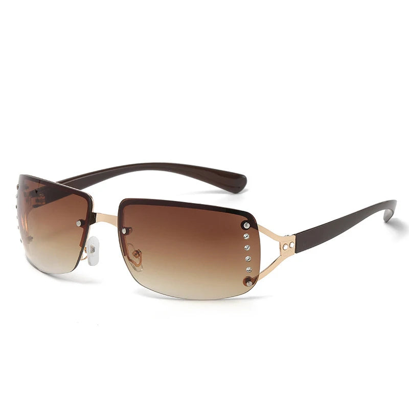 New  Women Sunglasses Luxury Brand Design Fashionable Y2KSun Glasses Camping Cycling Fishing Retro Frameless Uv400 Men Sunnies