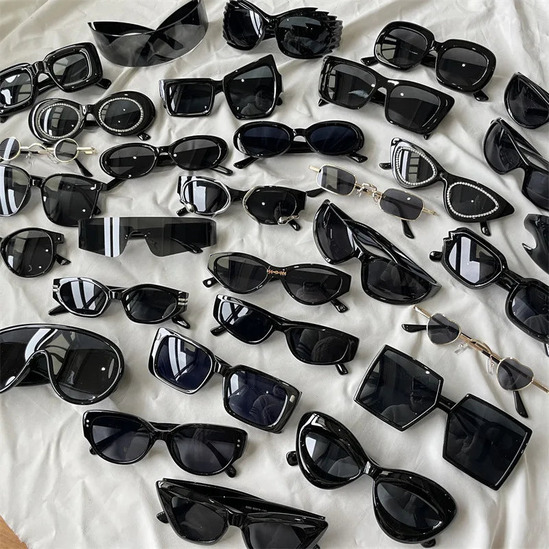 The Most Comprehensive Black Sunglasses Collection Y2K/Sunshade/Large Frame Sunglasses Cat's Eye Sunscreen Glasses