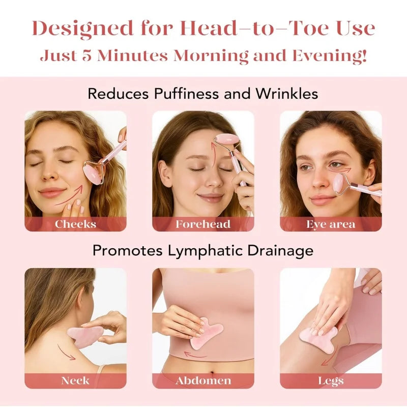Velori Massage Kit — 2pc Face Roller & Gua Sha Board Set