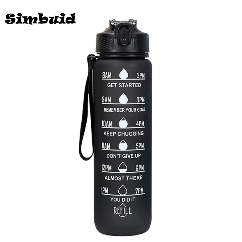 Gradient Color 1000ml Plastic Water Bottle with Straw Leak-Proof Sports Water Bottle for Outdoor Travel Fitness Cycling