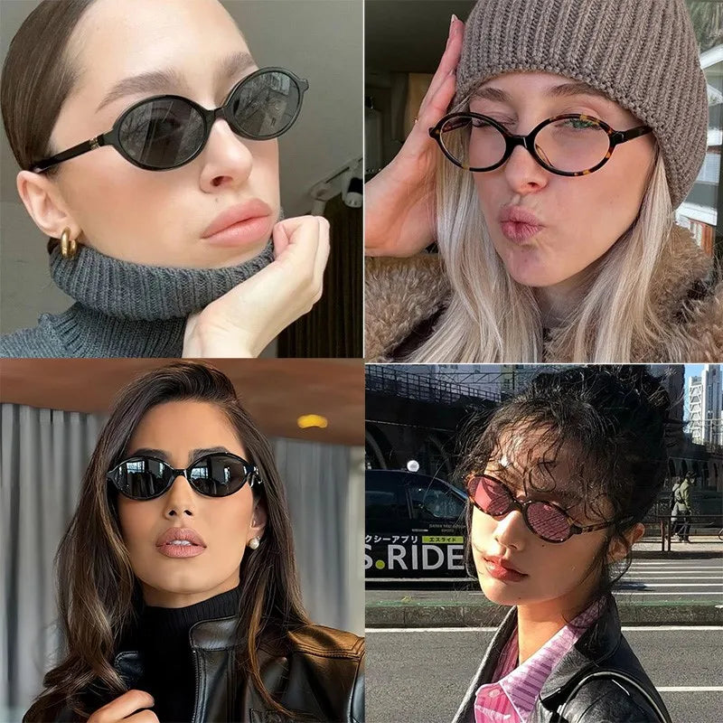 Vintage Oval Sunglasses Women Fashion Y2K Small Sun glasses Ladies Trendy Sexy Leopard Eyegalsses UV400 Retro Eyewear Men Shades