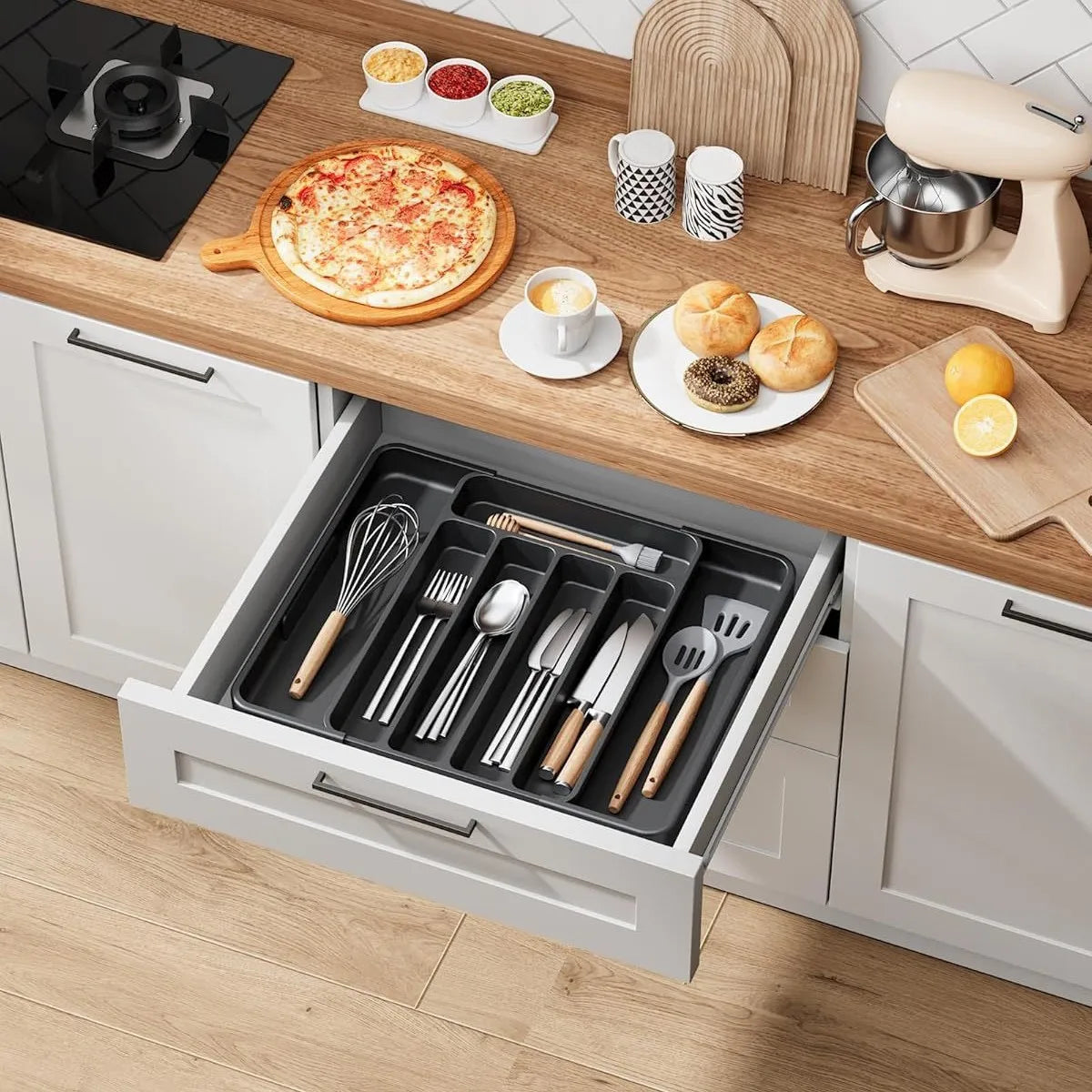 Velori Storage Box — Adjustable Expandable Plastic Drawer Tray