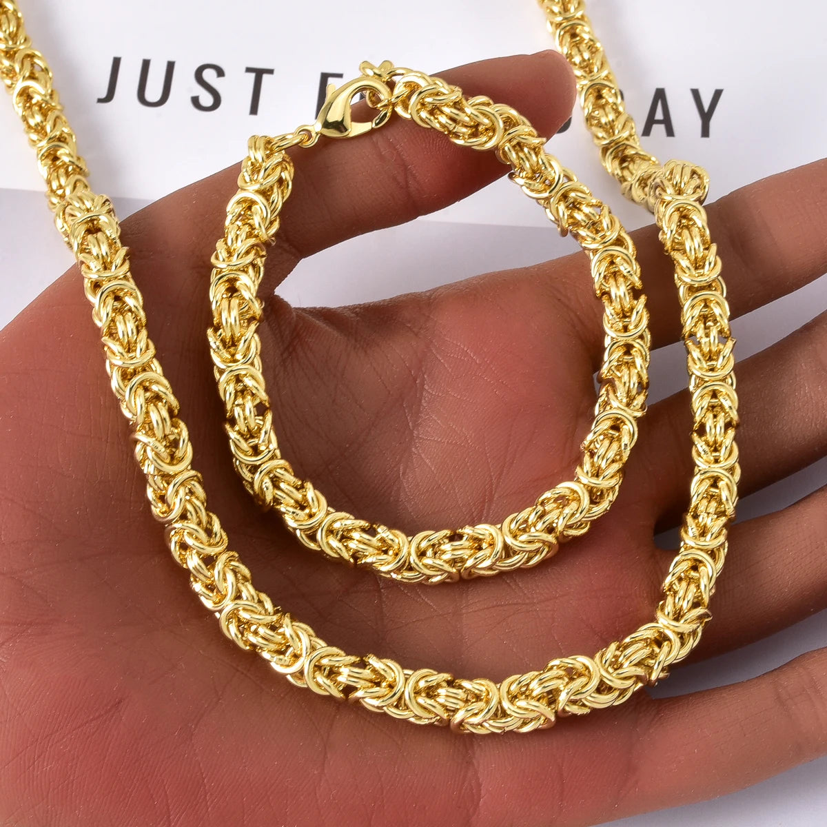 Copper Necklace Bracelet Set for Women Men Adjustable Length Braided Chain Lobster Clasp Minimalist Jewelry Gift