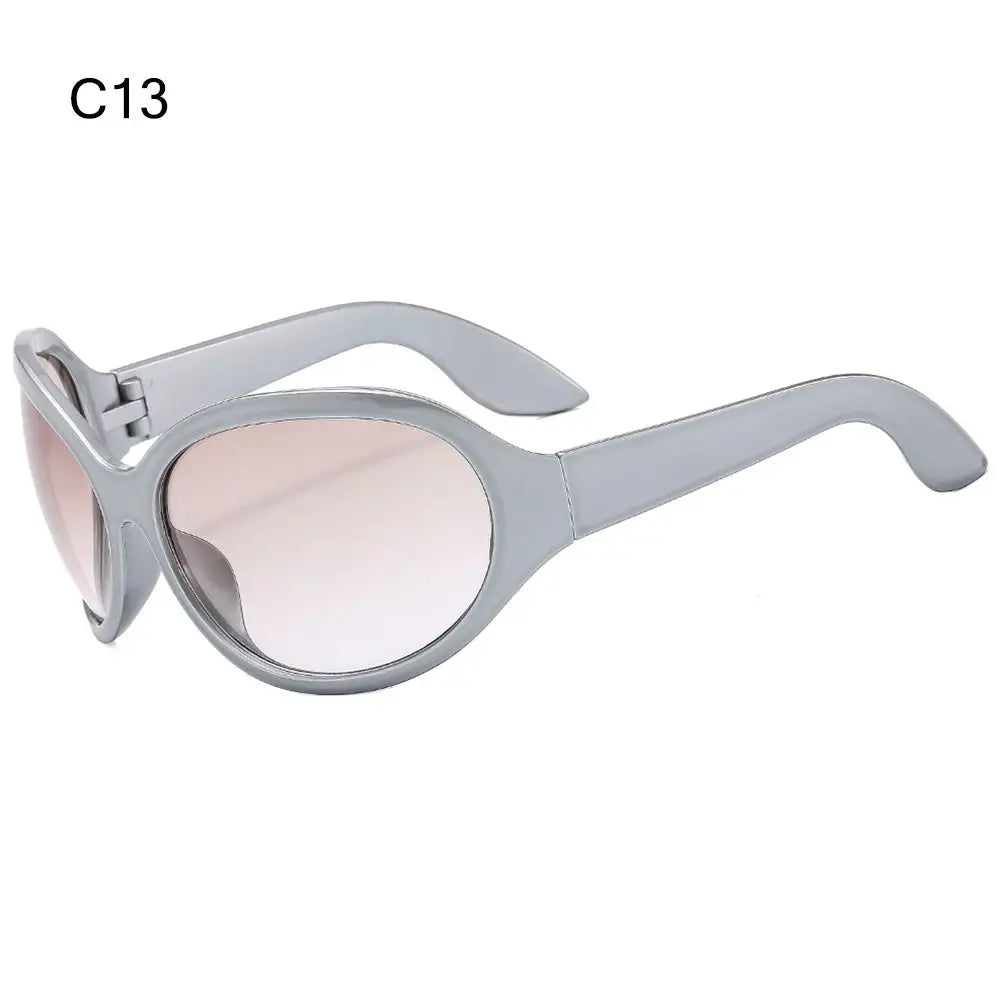 Irregular UV400 Oversized Sunglasses Y2K Shades Wrap Around Women & Men