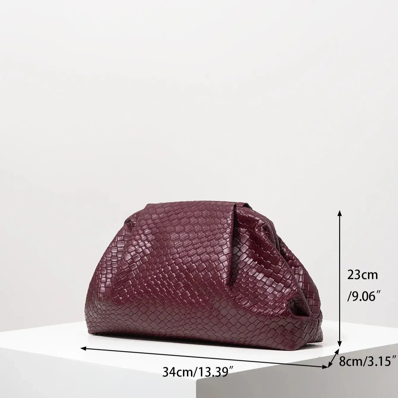 Vintage Artificial Leather Woven Pattern Clutch Bag，Burgundy Bag，Formal Dresses for Women，Large Capacity Women Purse