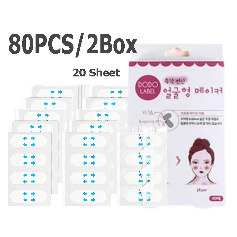 4/80Pcs V Lift Face Sticker Invisible Makeup Adhesive Lift Face Tape Slim Patch Breathable Sticker Lifting Tighten Chin