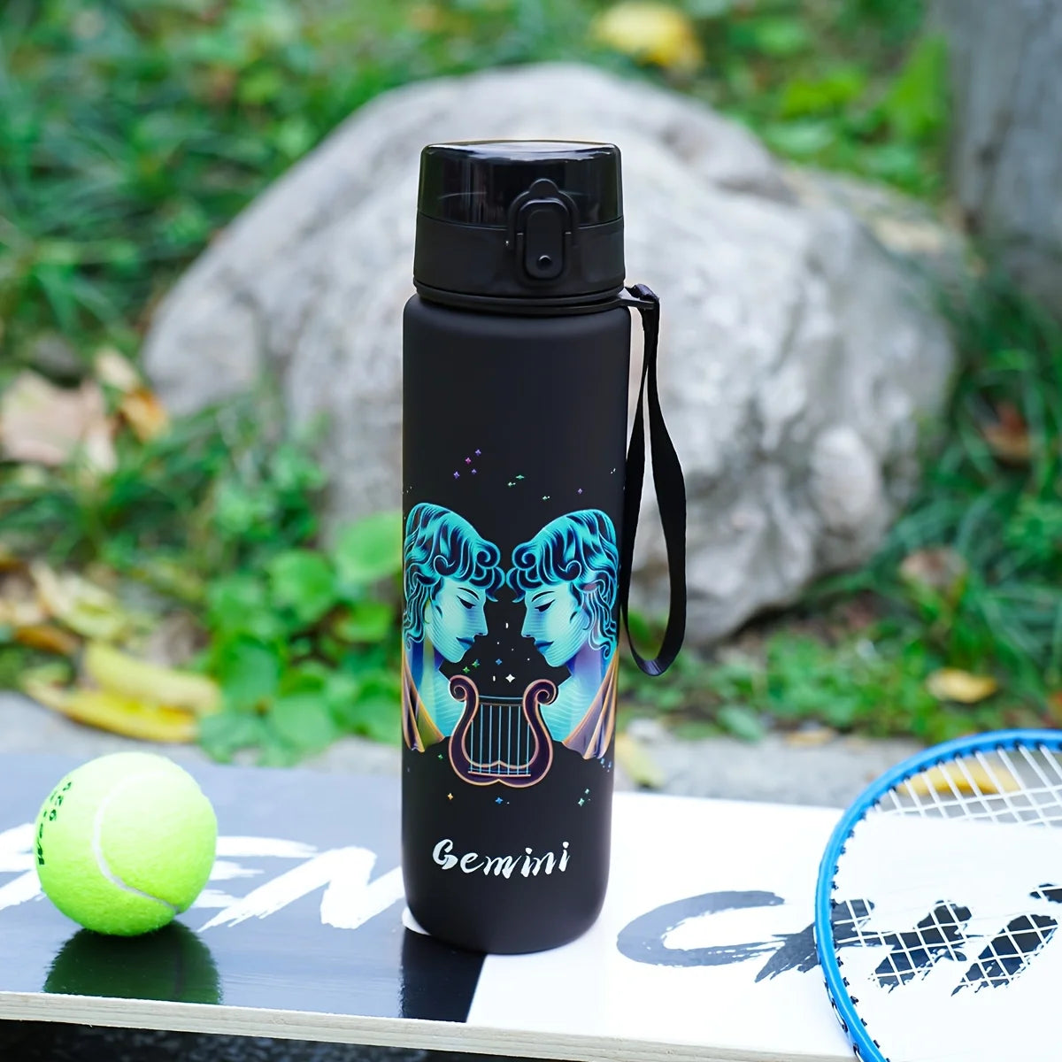 1000ml/34OZ outdoor sports constellation water bottle, with lid, leak-proof and durable, suitable for running, cycling, a gift