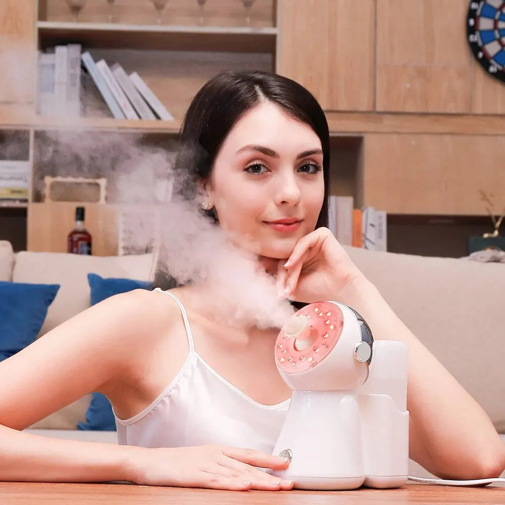 7Colors Photon Nano Hot Spray Face Steamer Sauna Pore Cleaner Red Light Therapy Skin Brightening Air Humidifier Facial Vaporizer