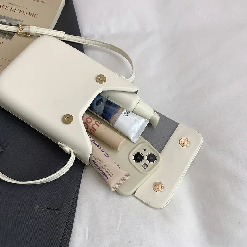 2024 Flap Crossbody Bags Women Mini PU Leather Shoulder Purses and Handbags for Girls Ladies Phone Simple Solid Designer Bag