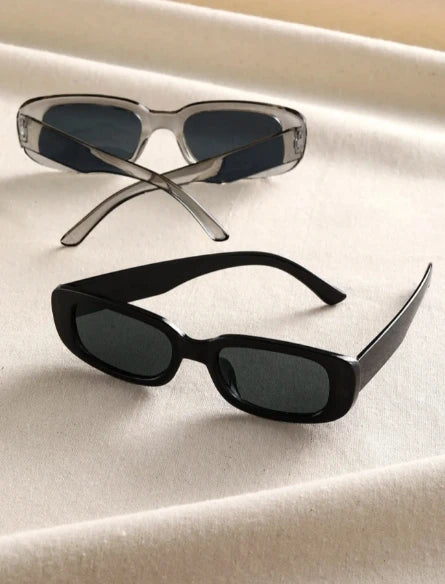 2pcs/set Rectangle Frame Sunglasses For Women Men Candy Color Y2K Fashion Sun Glasses Vintage Outdoor Eyewear UV400
