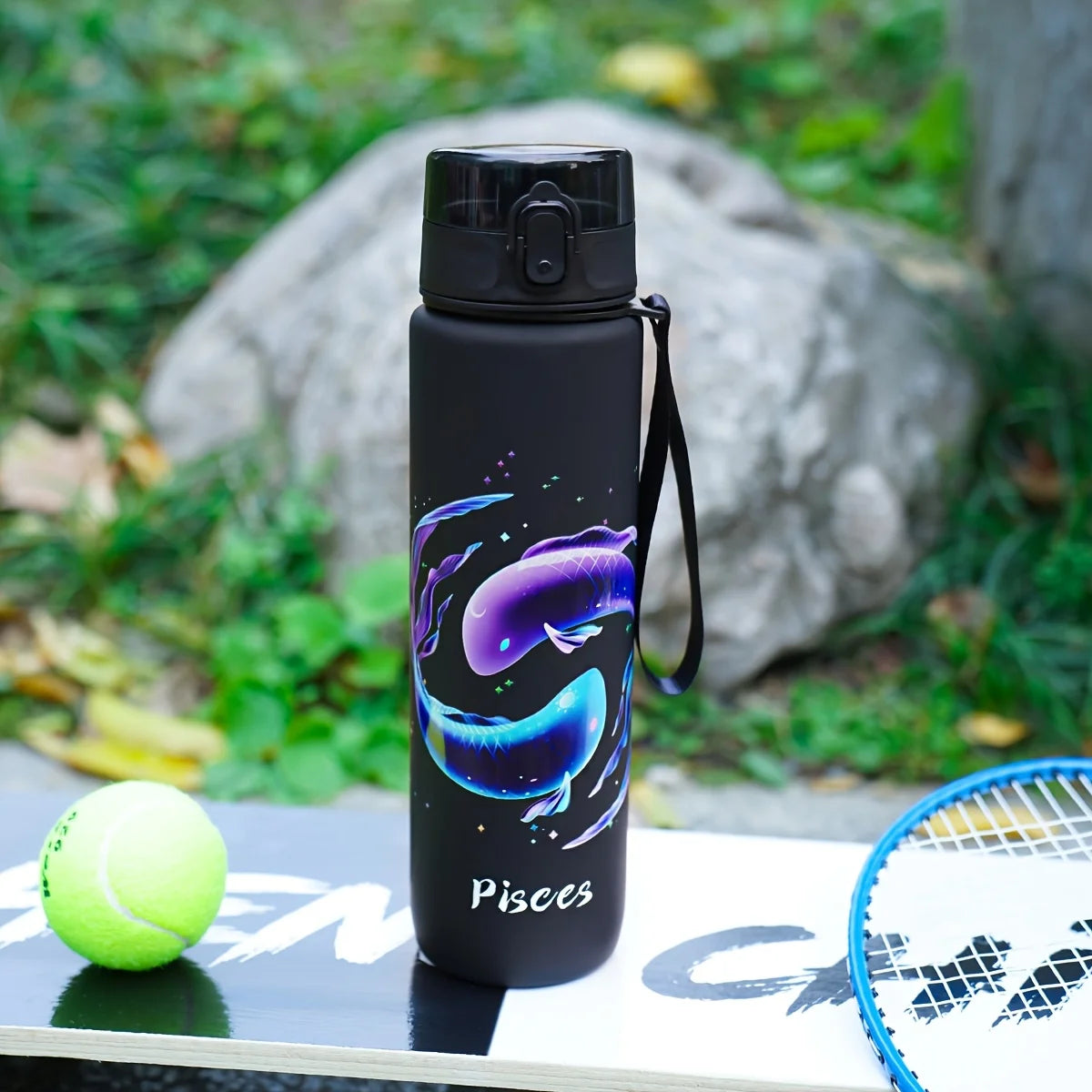 1000ml/34OZ outdoor sports constellation water bottle, with lid, leak-proof and durable, suitable for running, cycling, a gift