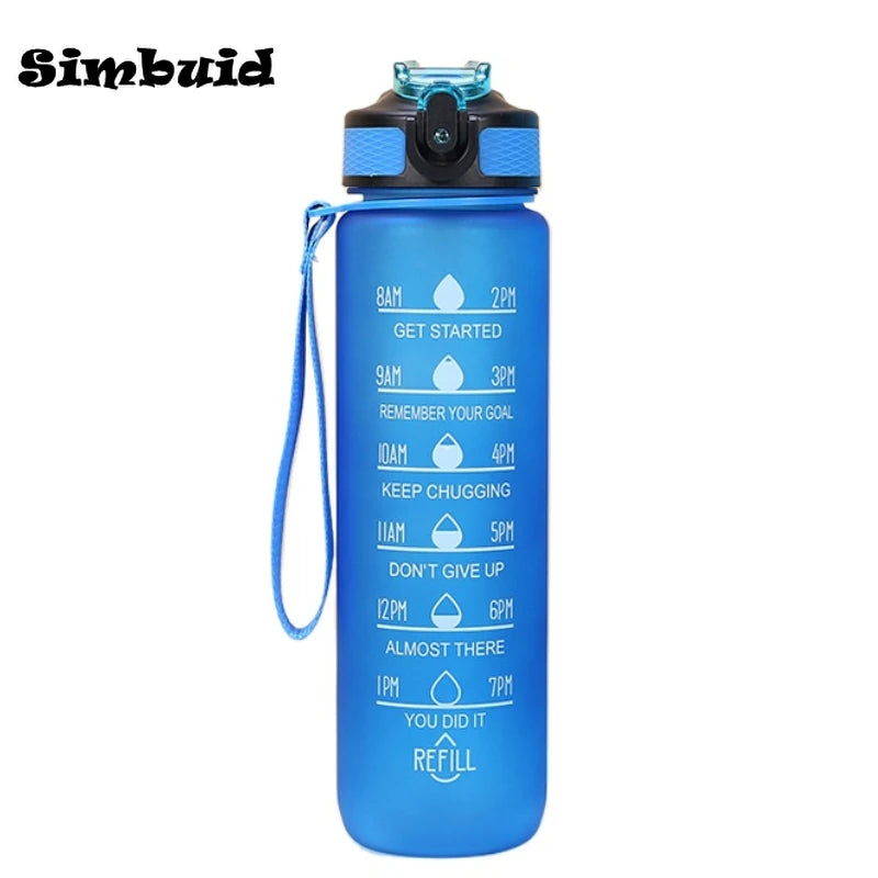 600ML/750ML/1000ML Sports Bottle with Time Scale Outdoor Gradient Color Drinking Bottle Portable Fitness Motivational Straw Mug