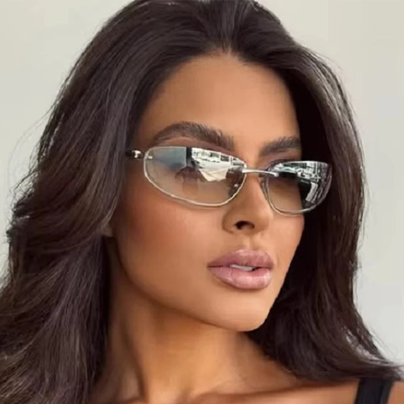 Y2k Sunglasses Women Men Oversized Brand Designer Gradient Goggle Sun Glasses Steampunk Glasses Shades Eyewear Metal Eyeglasses