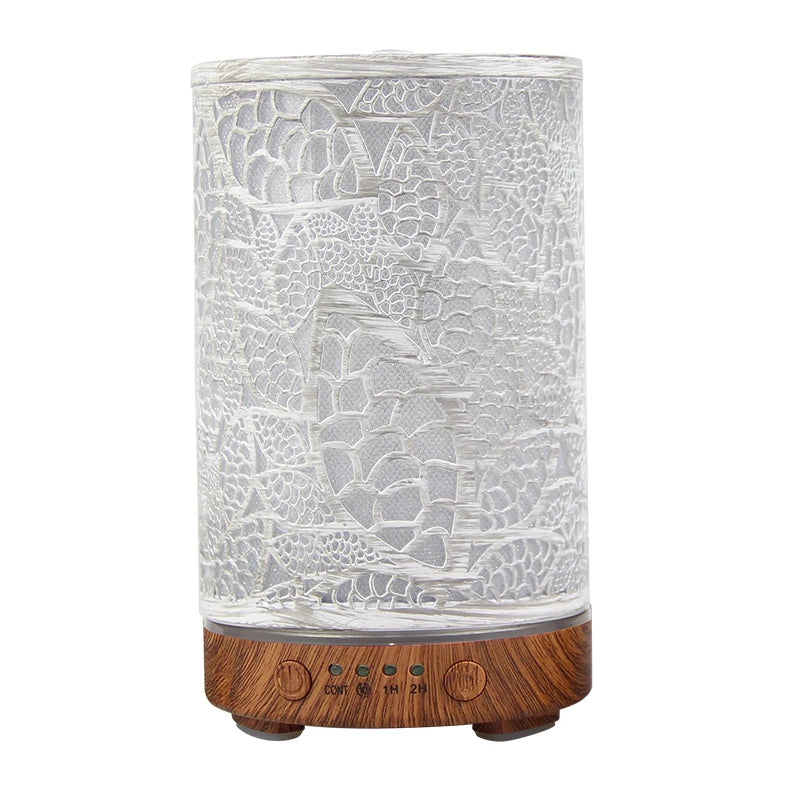 100ml Essential Oil Diffuser Aroma Diffuser Timing Function Hollow Ultrasonic Air Humidifier Smart Home Appliance with LED Light