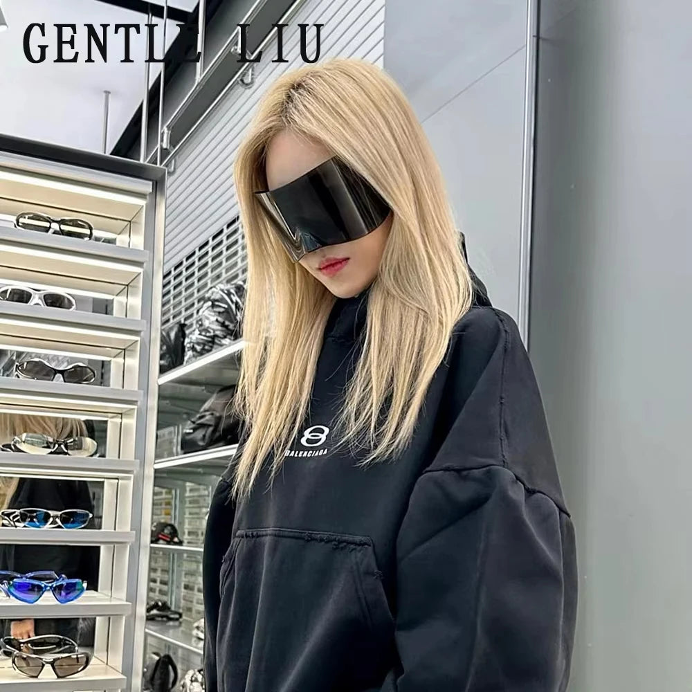 Y2k Retro Oversized Sunglasses Mask Women Punk Goggle Sports Sun Glasses For Men Women 2000's Brand Designer Shield Eyewear sol