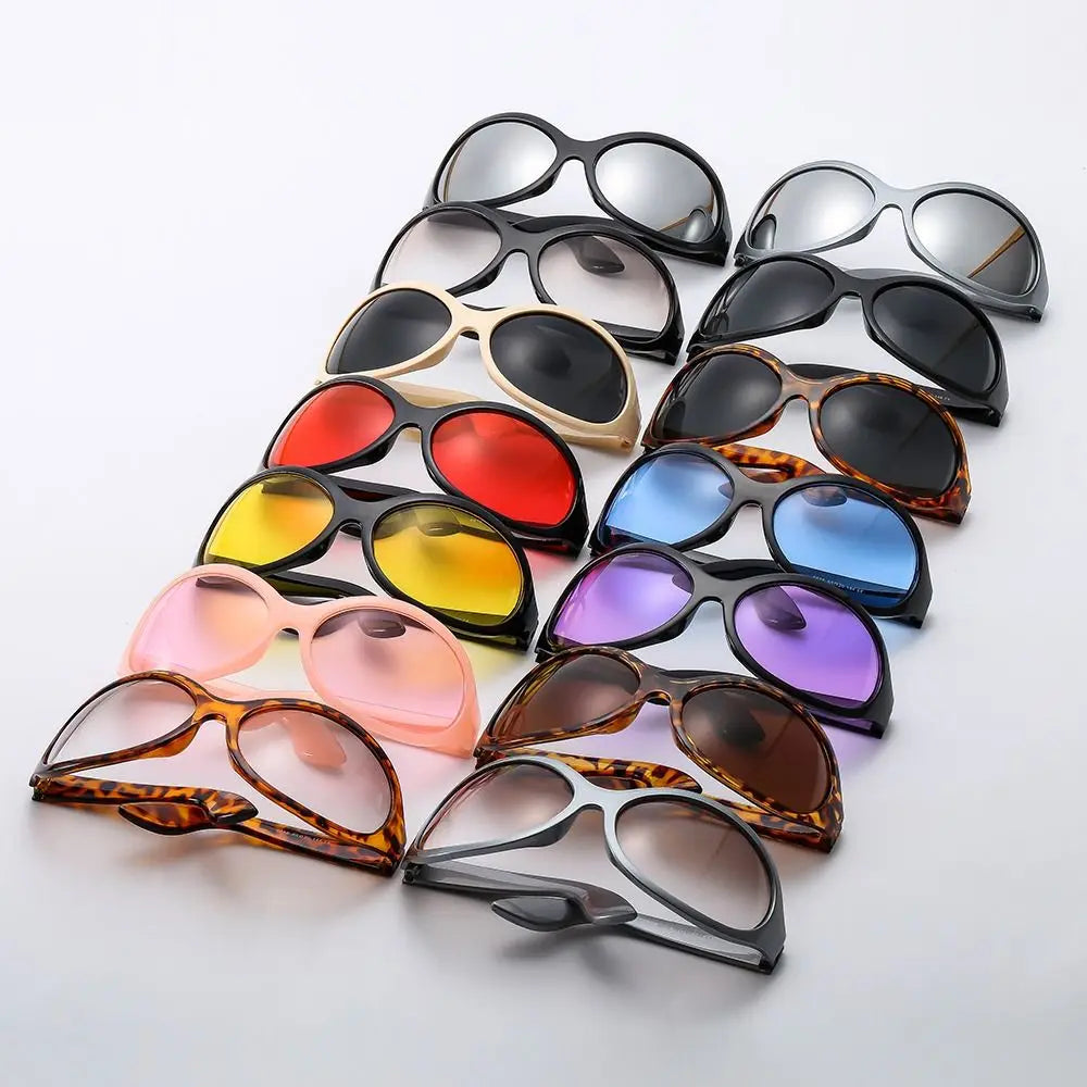 Irregular UV400 Oversized Sunglasses Y2K Shades Wrap Around Women & Men
