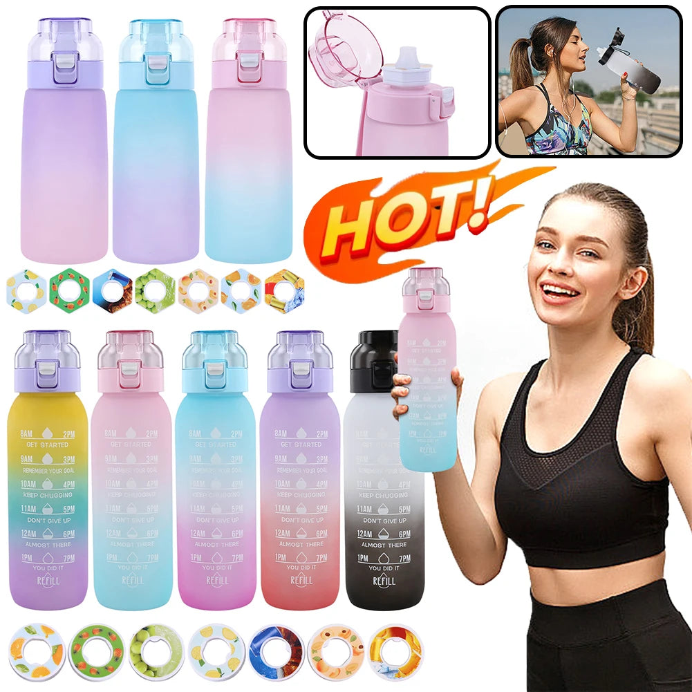 1000ML/600ML Air Water Bottle BPA Free with 7 Flavour Pods Scent Water Cup Sports Water Bottle for Gyms Outdoor Sport Schools