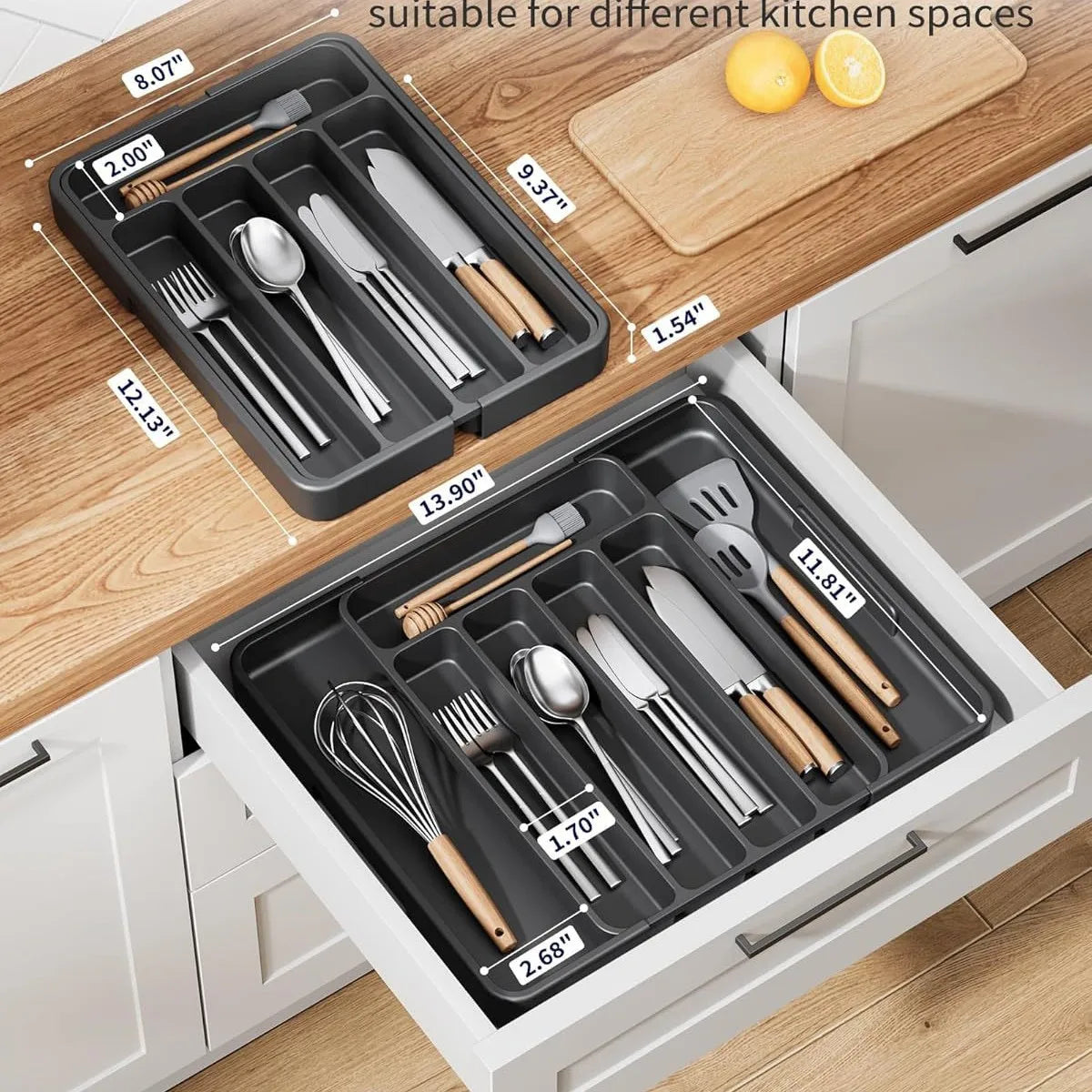 Velori Storage Box — Adjustable Expandable Plastic Drawer Tray