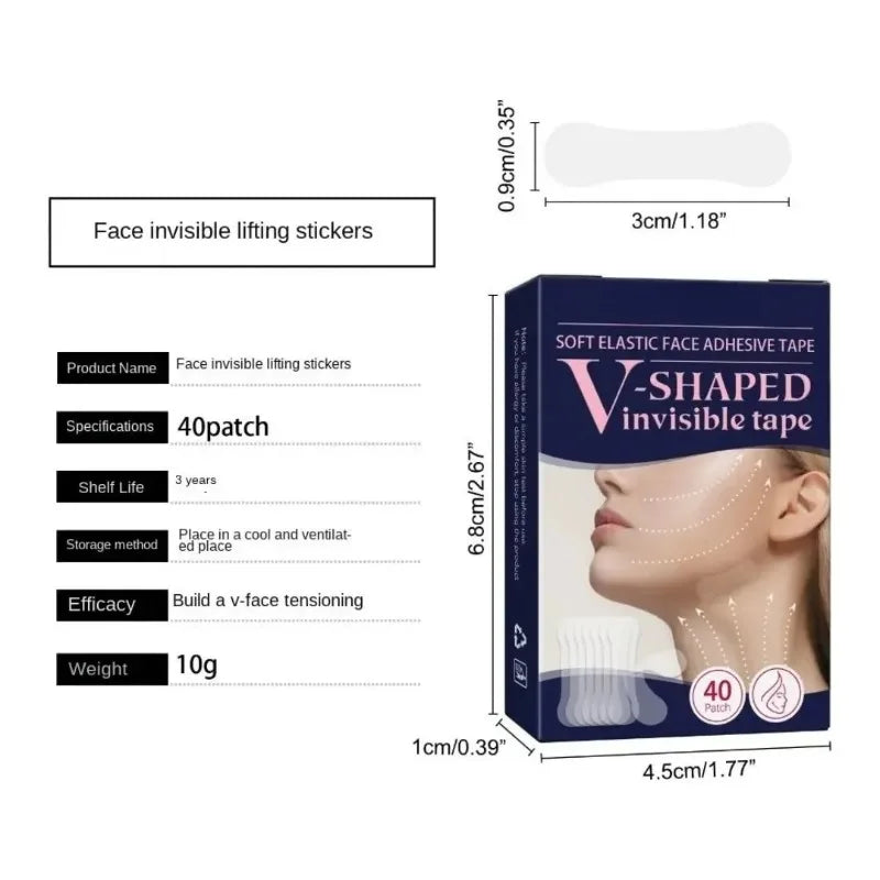 80/40PCS Facial Lifting Strips Brow Lift Tape Invisible Facelift Tape V-Shaped Chin Patch Facial Shaping Lifting&Tightening Tool